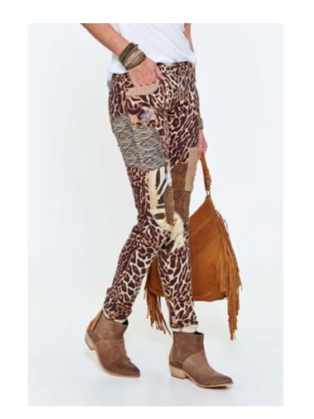 Denim & Supply Ralph Lauren Cheetah Print Patchwork Skinny Jeans